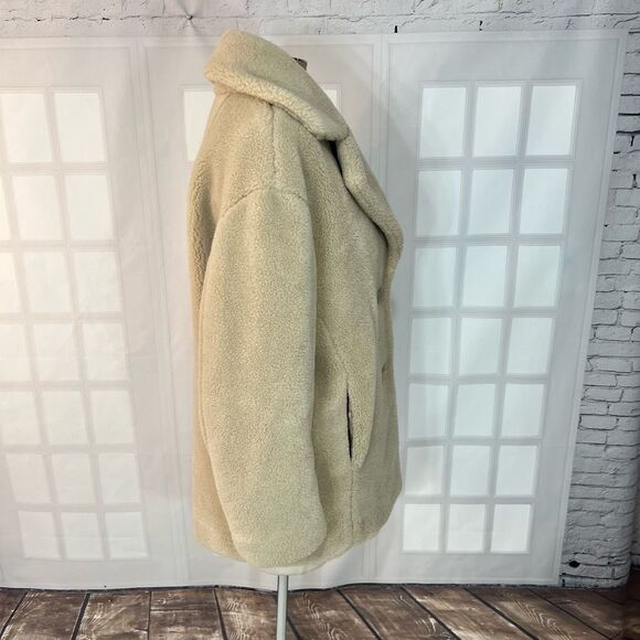 & Other Stories Cream Notch Lapel Mid Length Teddy Pea Coat Size 2 - Picture 5 of 10